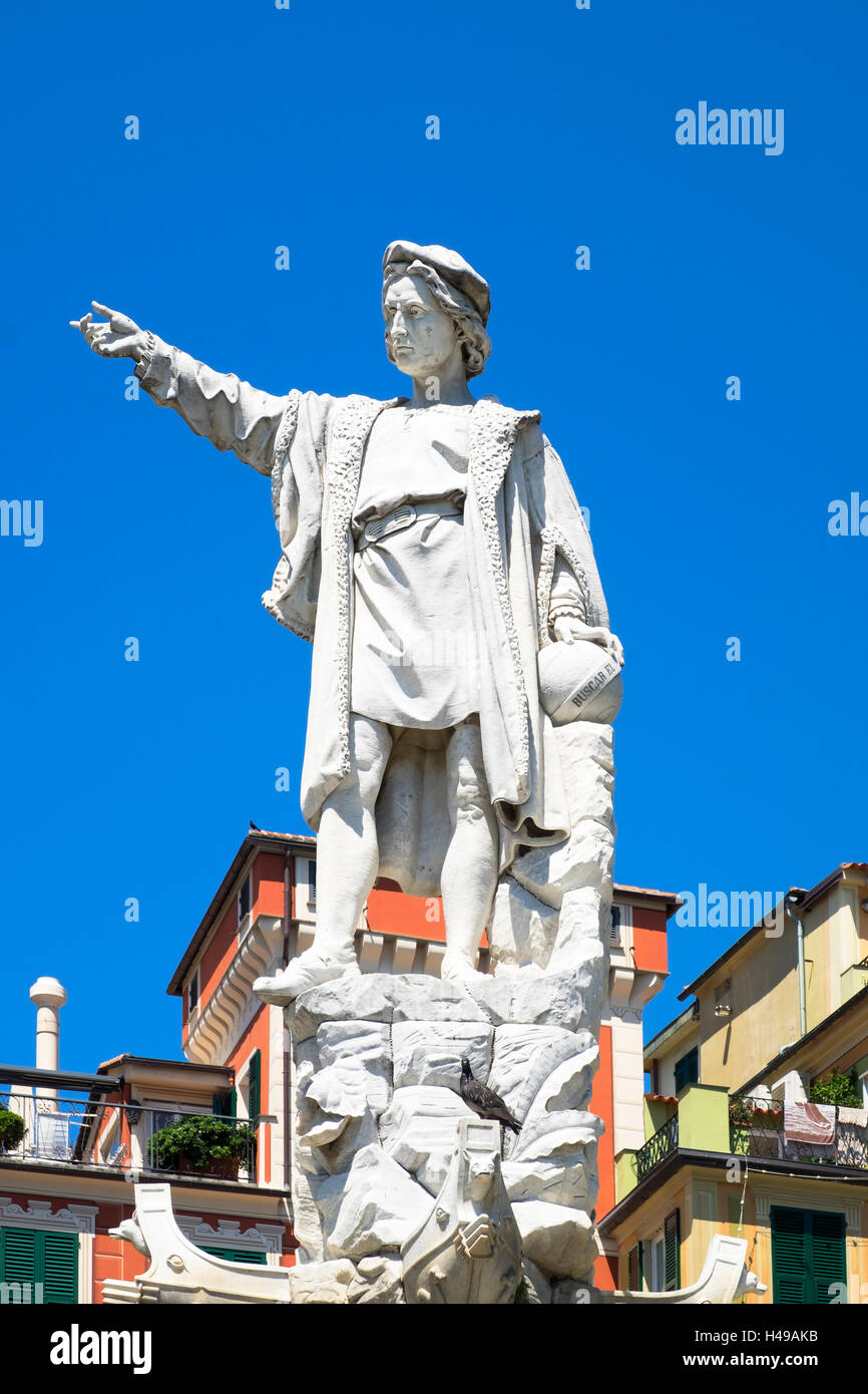 Estatua de Cristóbal Colón de Santa Margherita Ligure, Italia. Foto de stock