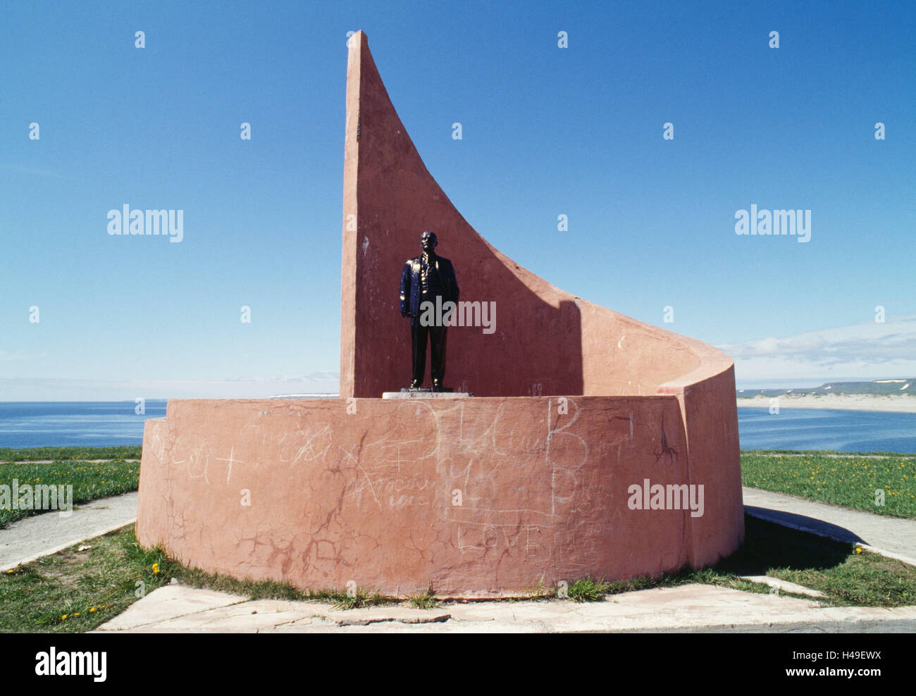 Rusia, comandante islas, la isla de Bering, estatua, Lenin. Foto de stock
