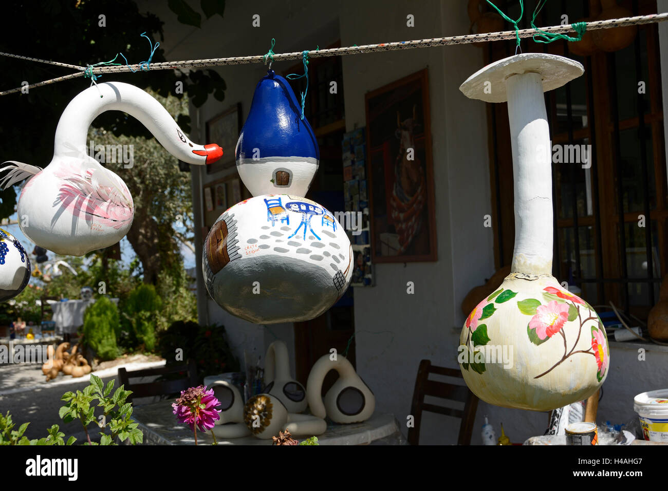 Creta, calabashes como objetos de arte Foto de stock
