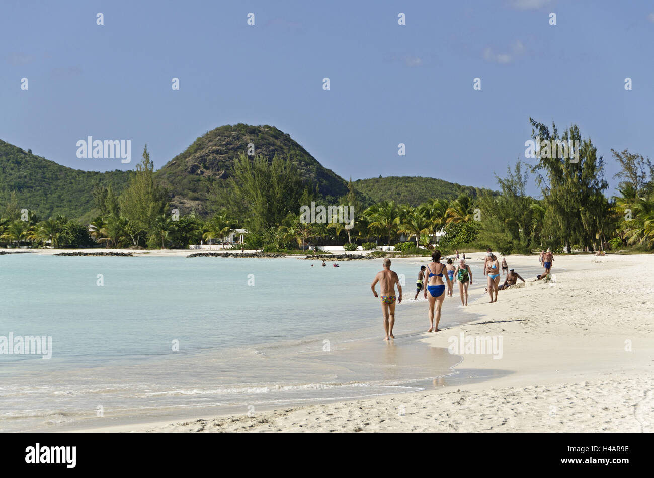 Antigua, la playa de arena "Jolly Beach", Foto de stock