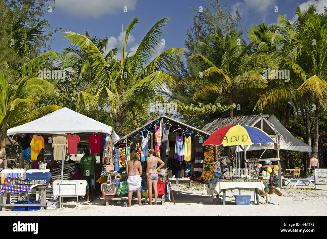 Antigua, stand de ventas en 'Jolly Beach", Foto de stock