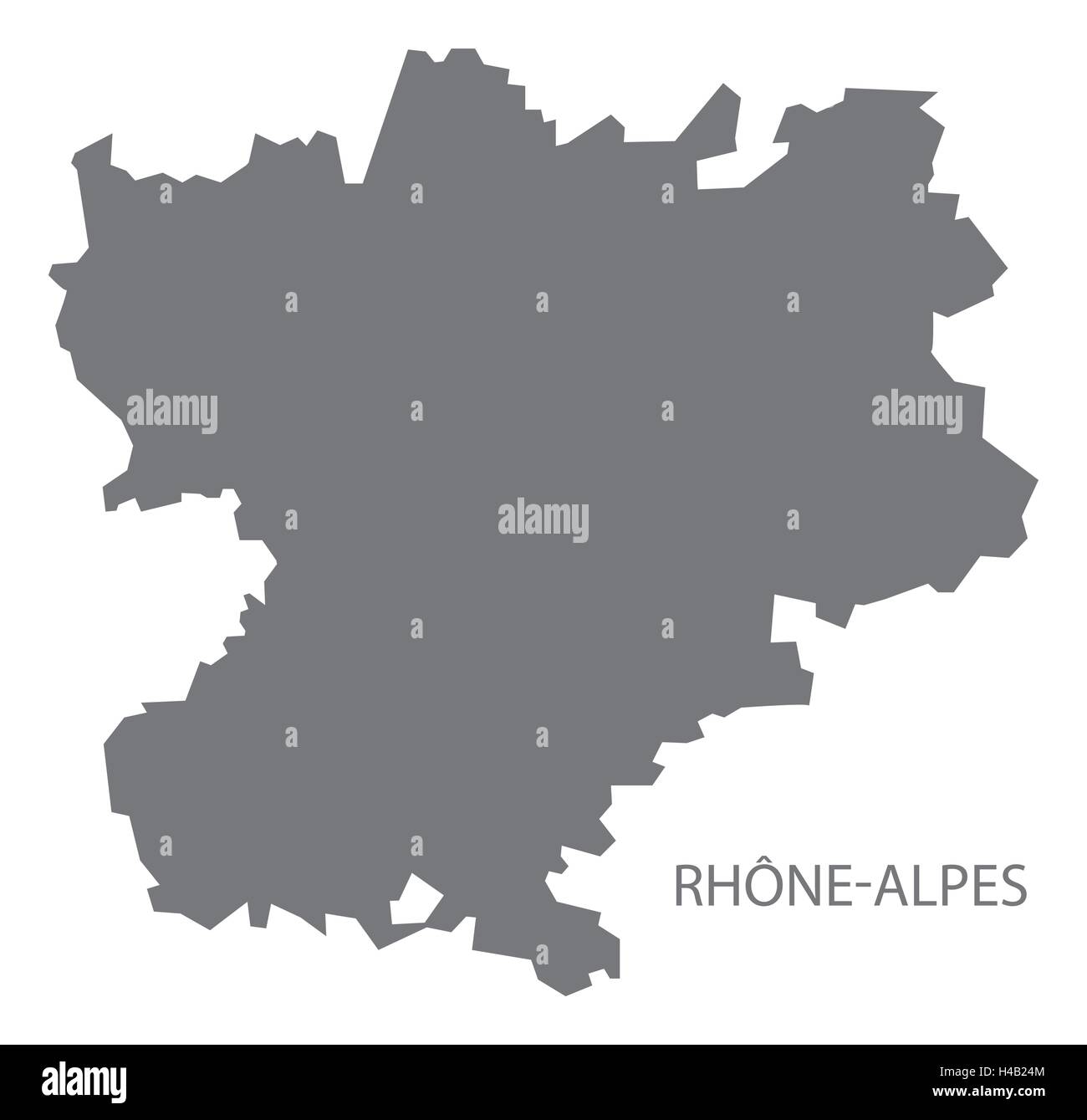 Ródano-alpes Francia mapa gris Ilustración del Vector