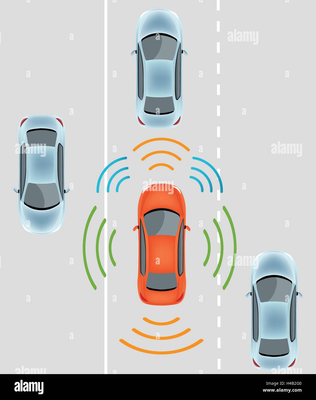 El uso de sensores de automóviles en auto-conducir coches:datos de cámara  con imágenes de radar y LIDAR Coches sin conductor autónomo Imagen Vector  de stock - Alamy