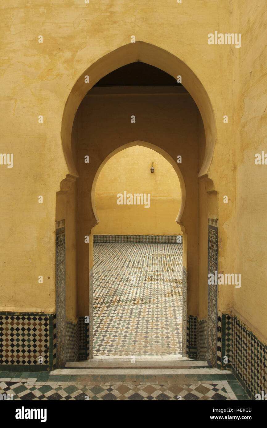 África, MARRUECOS, Meknes, mausoleo de Moulay Ismail, Foto de stock