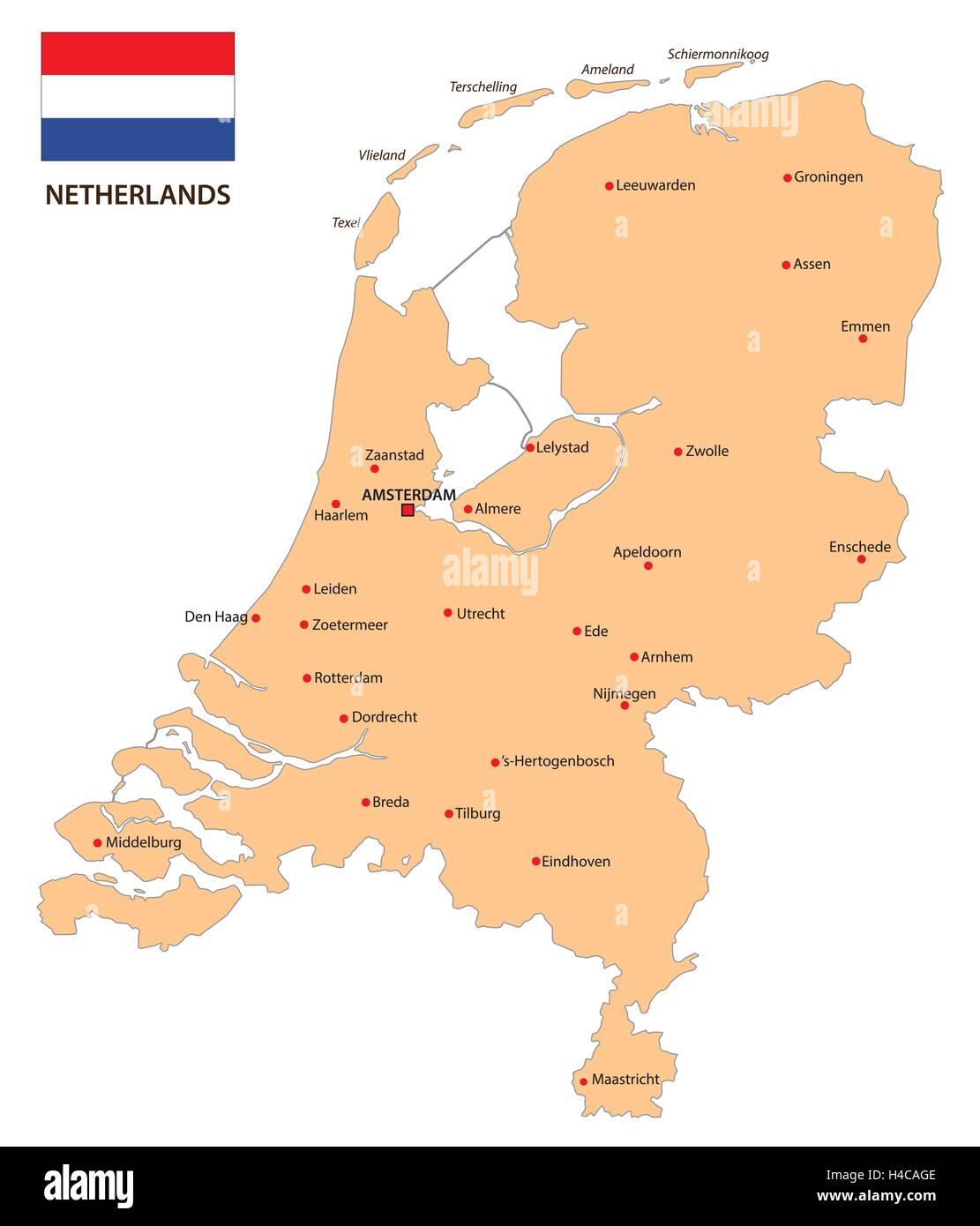 Paises Bajos Mapa Con Bandera Imagen Vector De Stock Alamy