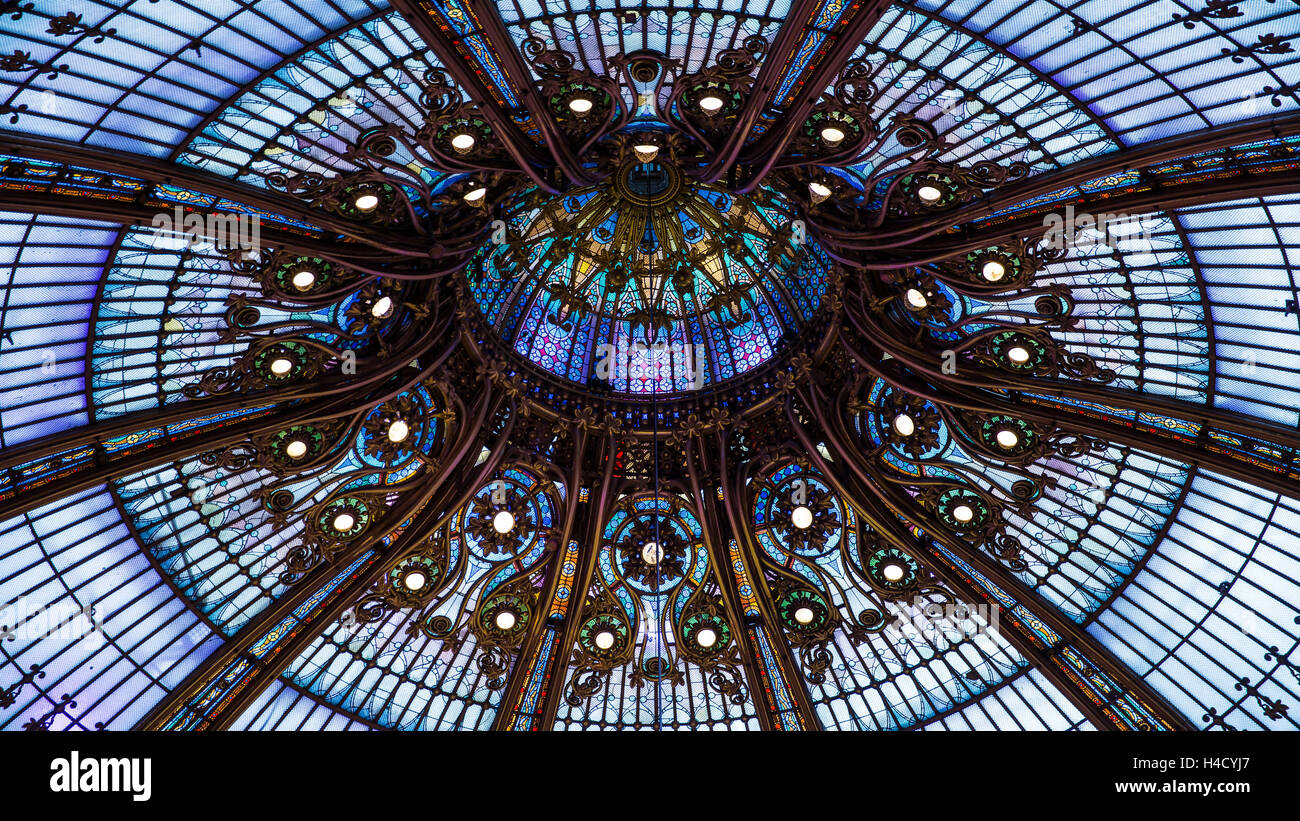 Europa, Francia, París, las Galerías Lafayette, cúpula de vidrio Foto de stock