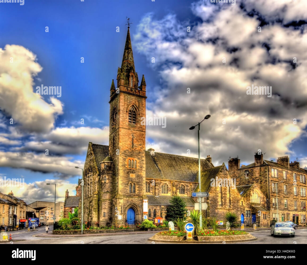 Una iglesia en el distrito de Leith de Edimburgo - Escocia Foto de stock