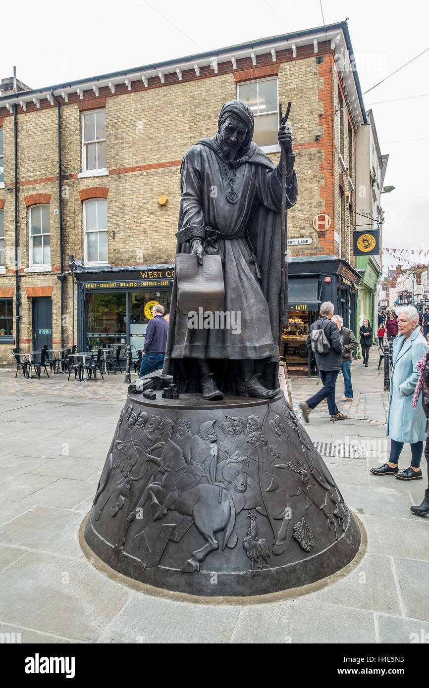 Estatua de bronce del autor de los cuentos de Canterbury de Geoffrey Chaucer por Sam Holland Foto de stock