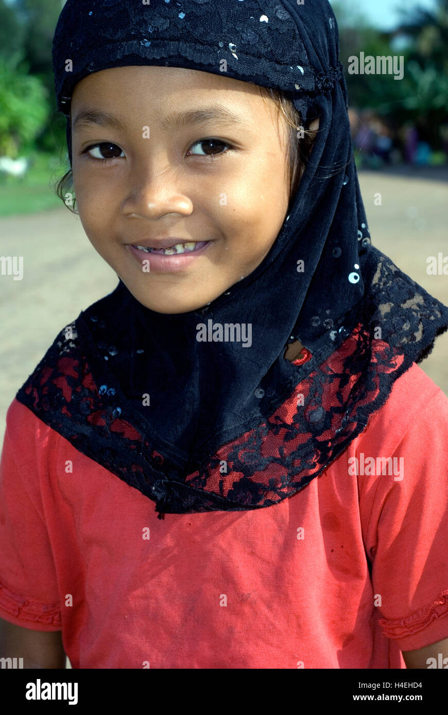 Camboya, Kompong Cham, niña en Cham village Foto de stock
