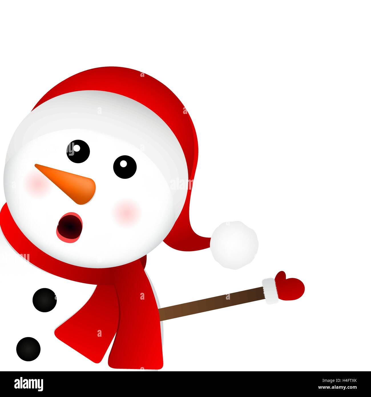 Sorprendido muñeco de nieve sobre un fondo blanco se ve Imagen Vector de  stock - Alamy