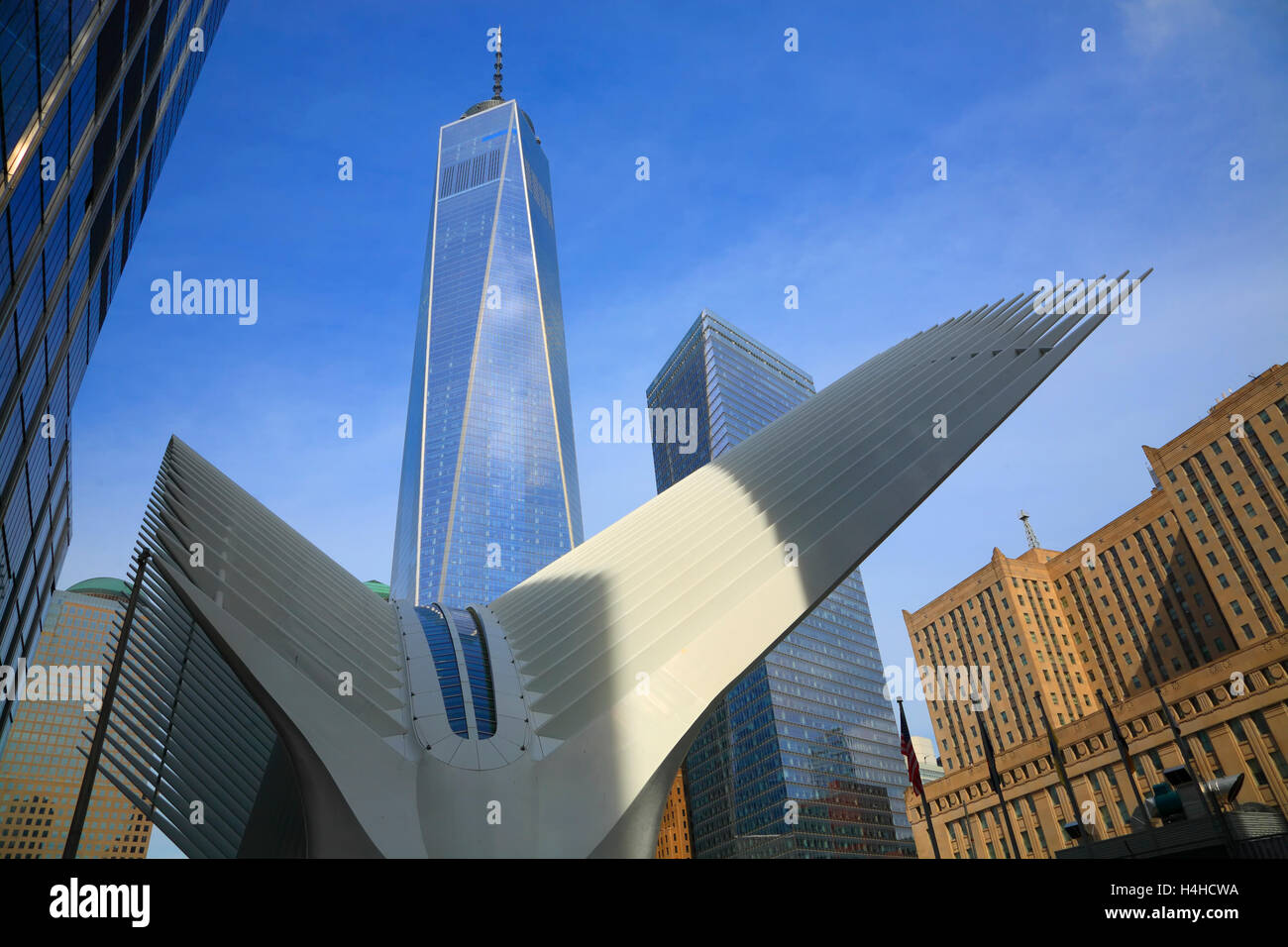Nuevo Centro de Comercio Mundial con la Torre de la Libertad, Nueva York, EE.UU. Foto de stock
