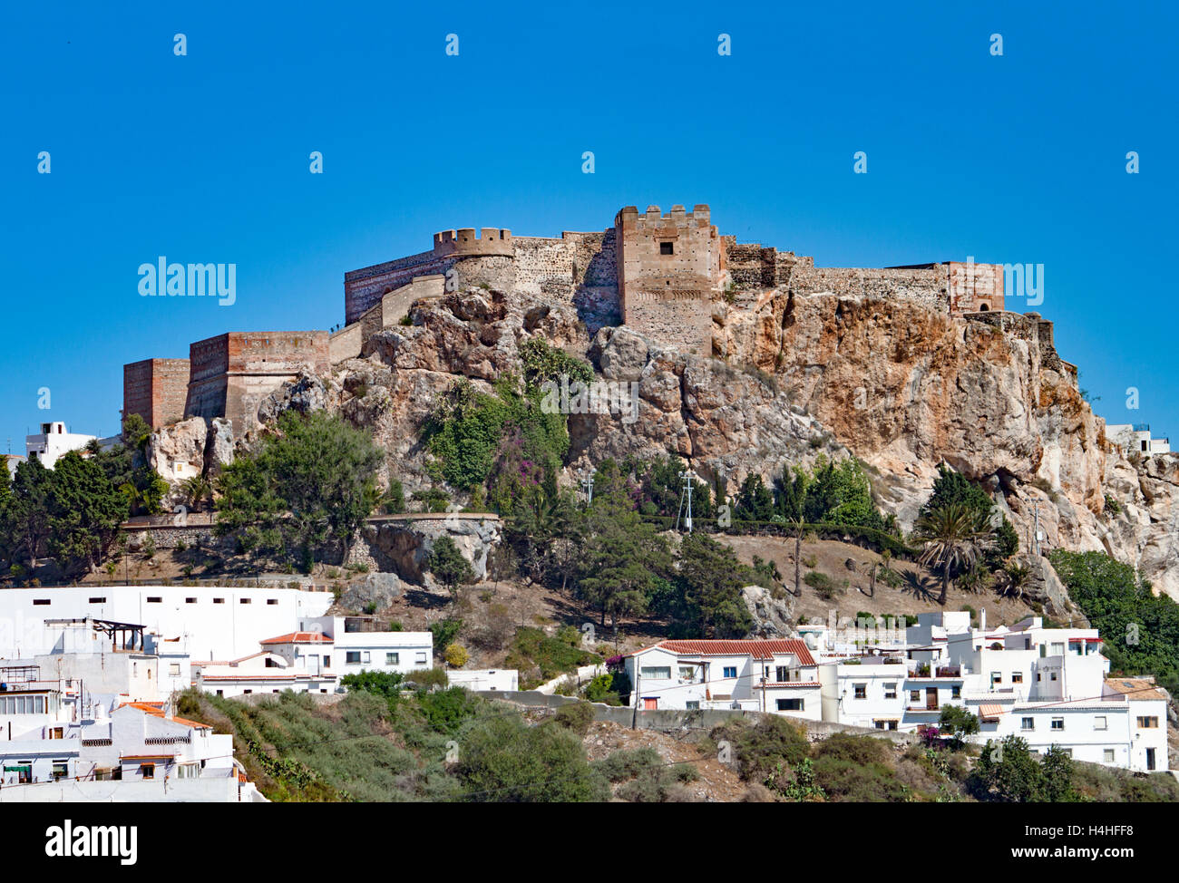El Castillo de Salobreña, Costa Tropical, Granada, Andalucía, España. Foto de stock