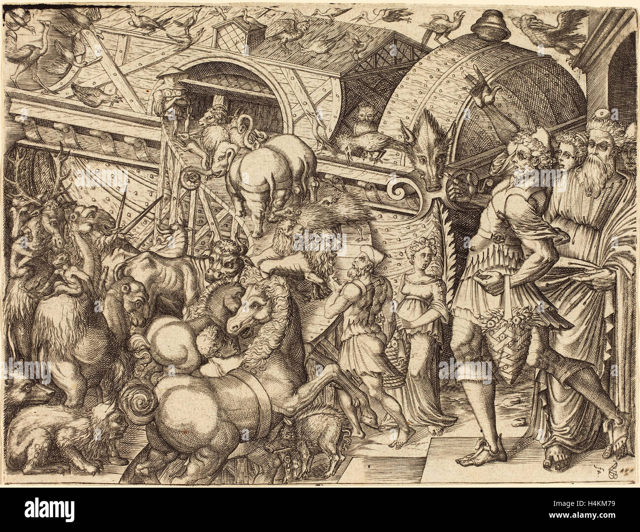 Pierre Woeiriot (francés, 1532 - 1599), Noah's Ark, grabado Foto de stock