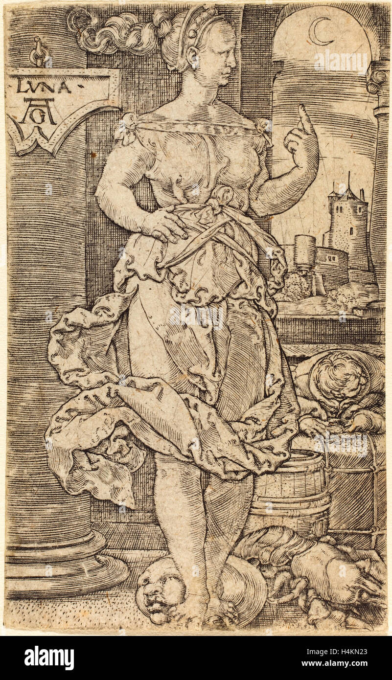 Heinrich Aldegrever (alemán, 1502 - 1555-1561), Luna, grabado Foto de stock