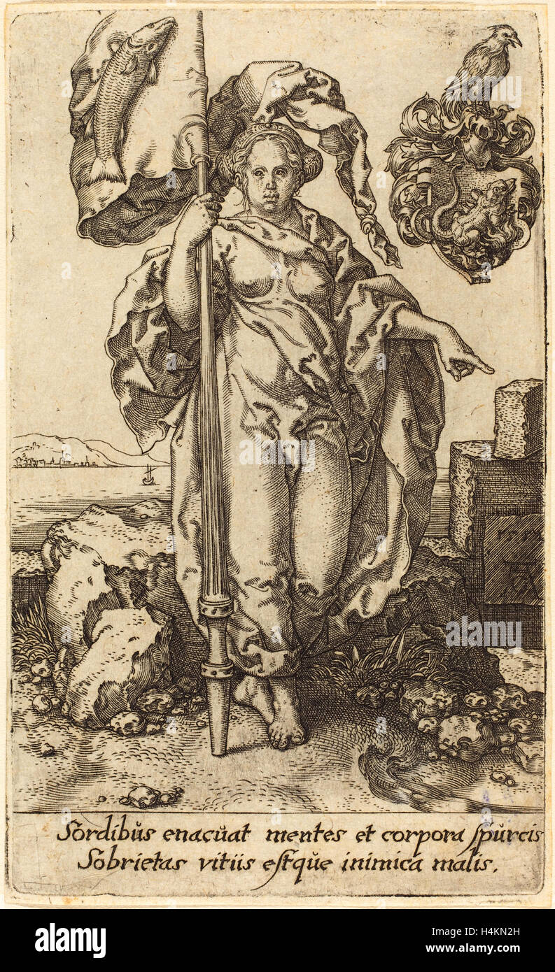 Heinrich Aldegrever (alemán, 1502 - 1555-1561), templanza, 1552 Foto de stock