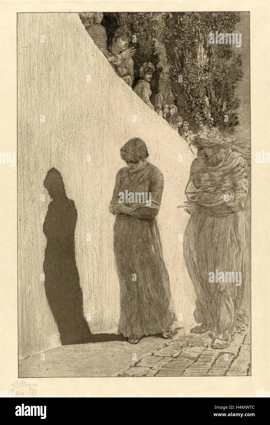 Max Klinger, vergüenza (Schande): Pl. 9, Alemán, 1857 - 1920, 1878 Aguafuerte Foto de stock