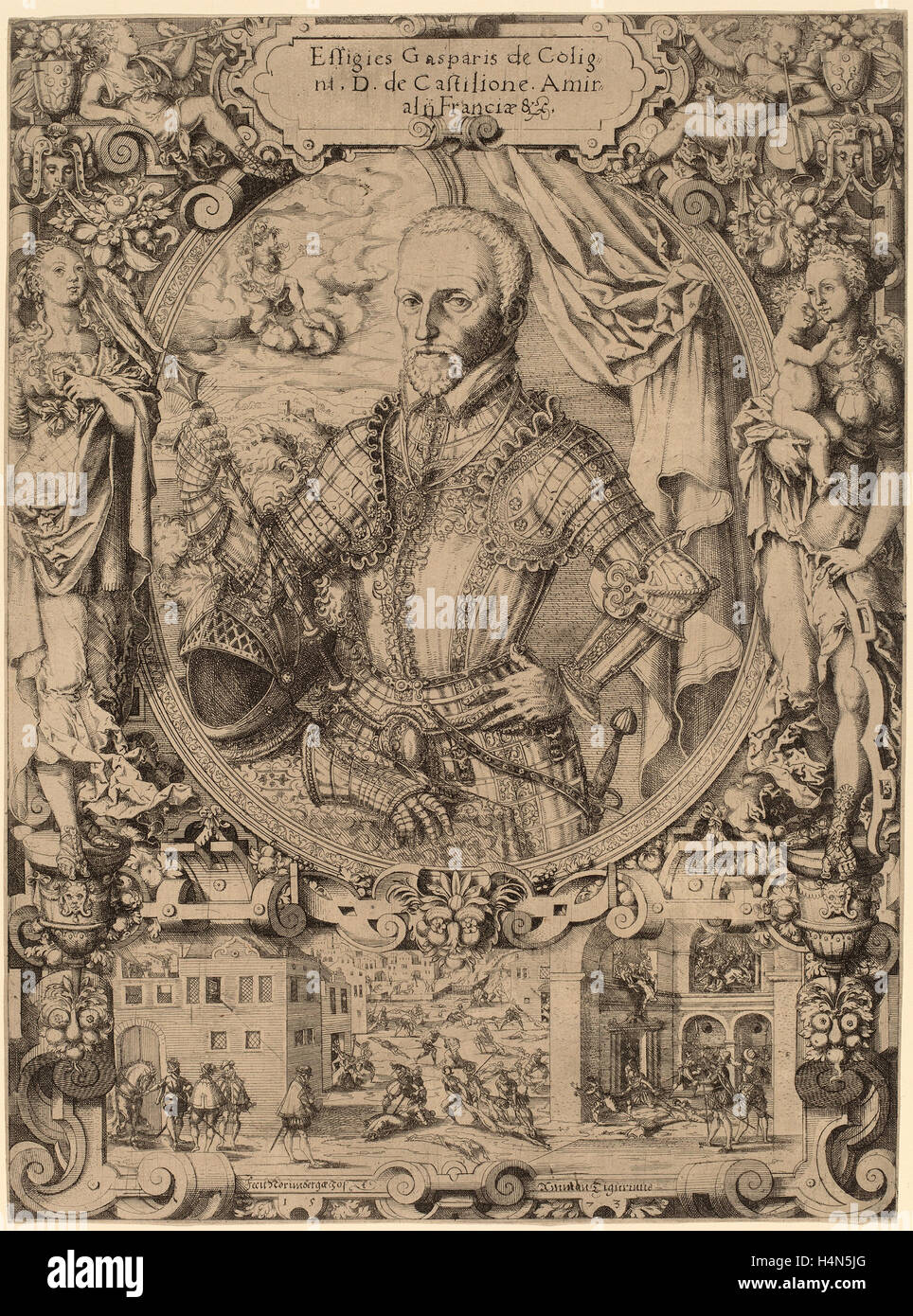 Jost Amman, Gaspar de Coligny; Suiza, 1539 - 1591, 1573 Foto de stock