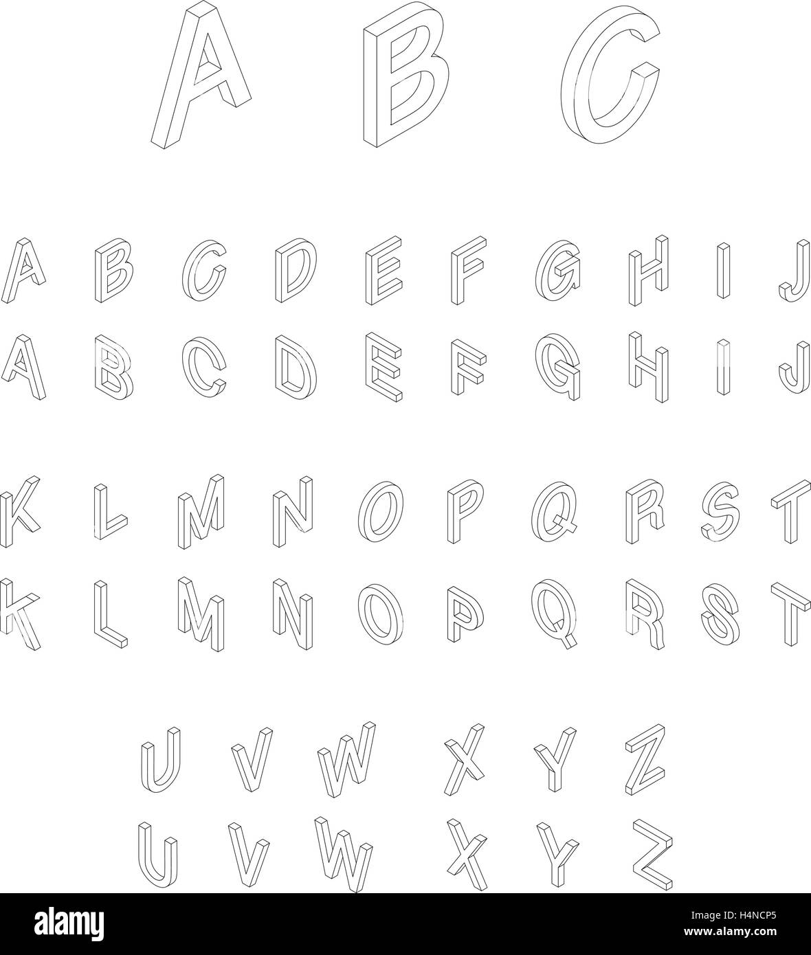 Alfabeto isométrica font Imagen Vector de stock - Alamy