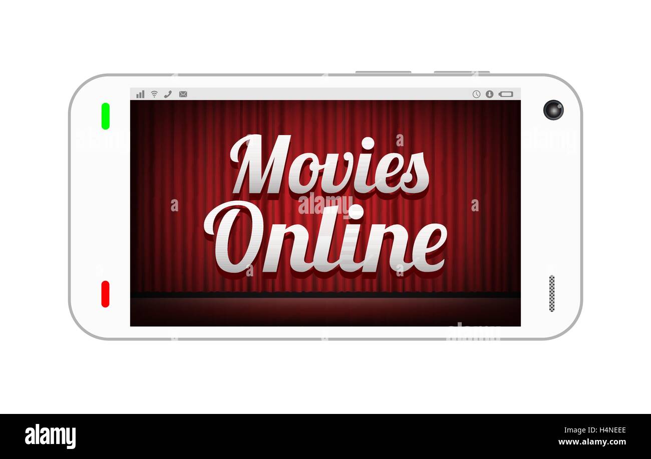 Smartphone con películas online en la pantalla Ilustración del Vector