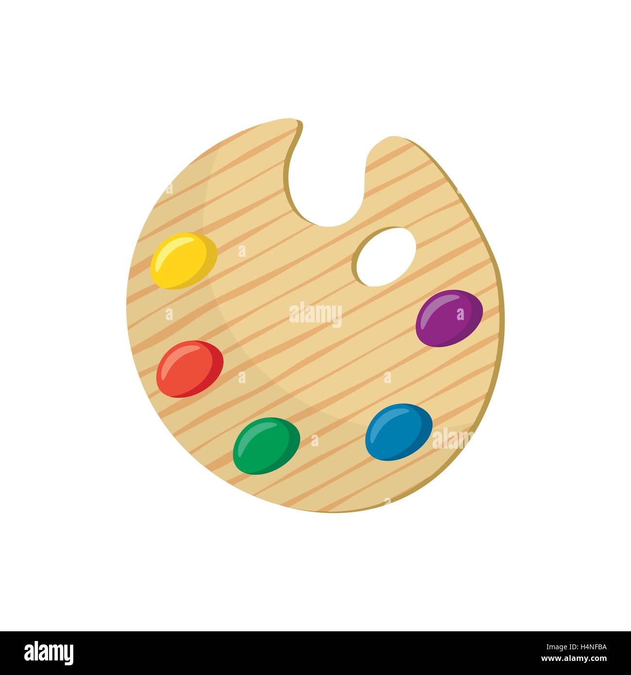 Paleta de colores con pinturas de arte de madera, el icono de estilo de  dibujos animados Imagen Vector de stock - Alamy