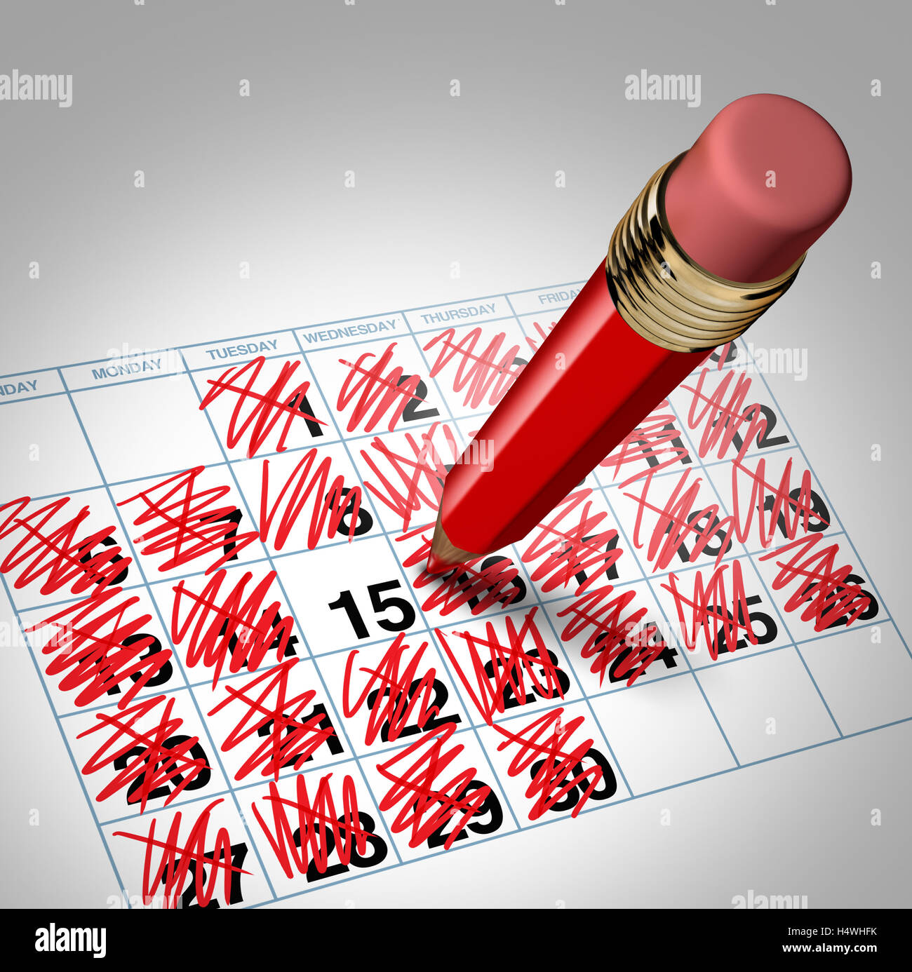 Icono calendario 3D con simbolo lapiz Stock Illustration