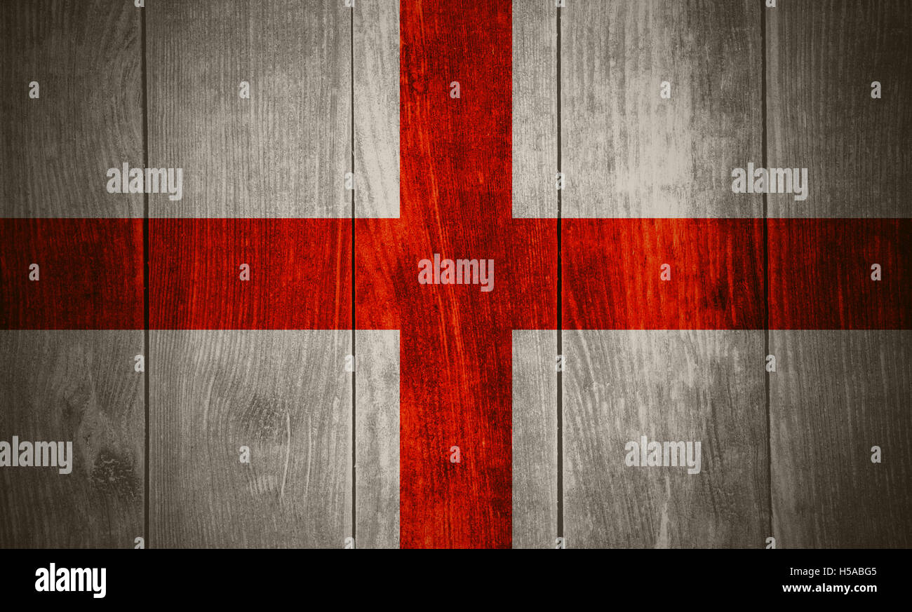 Bandera de Inglaterra o Inglés bandera sobre fondo de madera Foto de stock