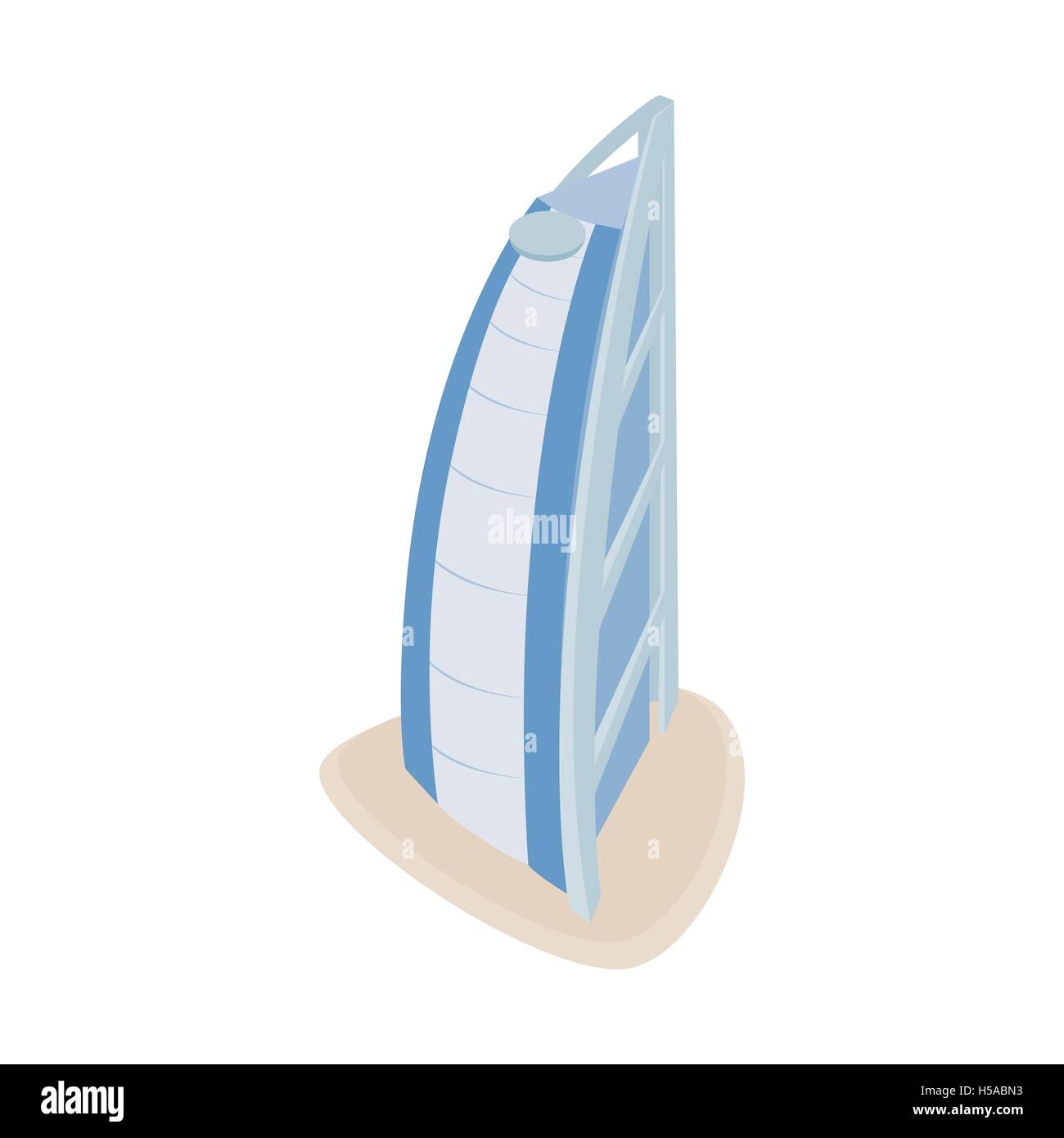 Hotel Burj Al Arab, icono de estilo 3D isométrica Ilustración del Vector