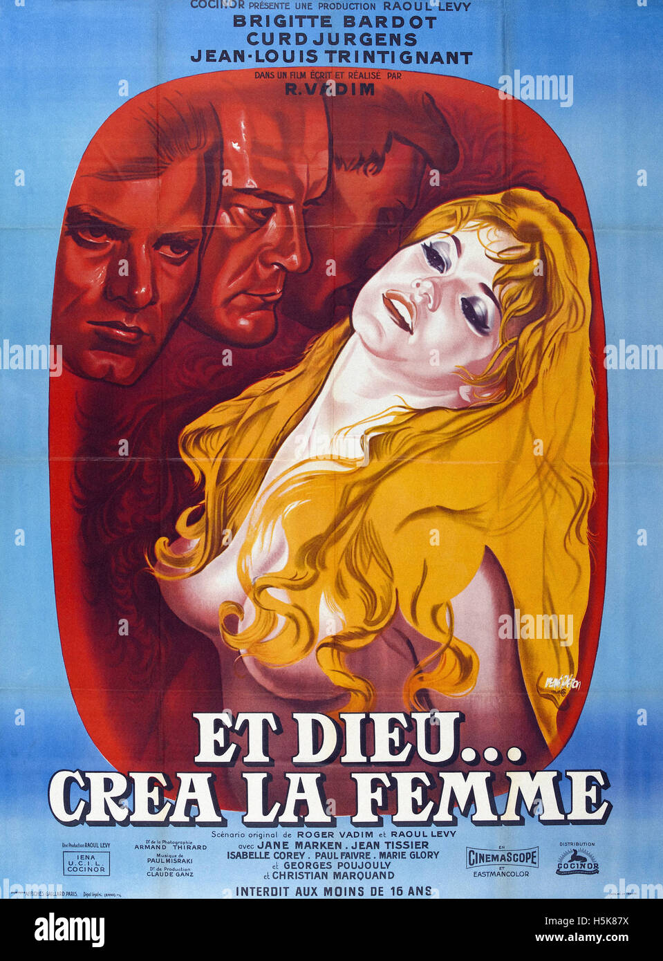Y Dios creó a la mujer - póster de película francesa Foto de stock