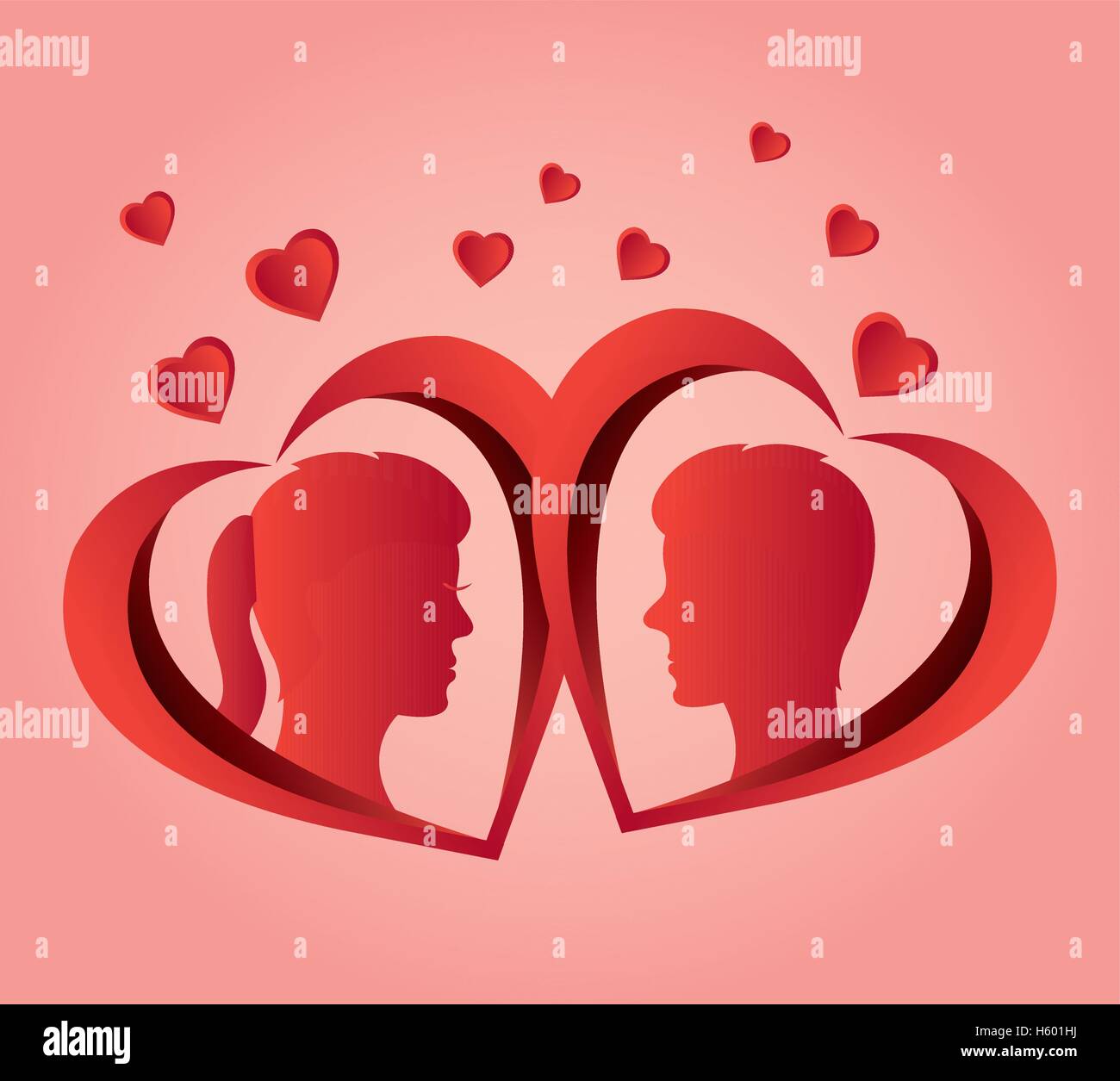Perfil de pareja amor diseño de corazón Imagen Vector de stock - Alamy