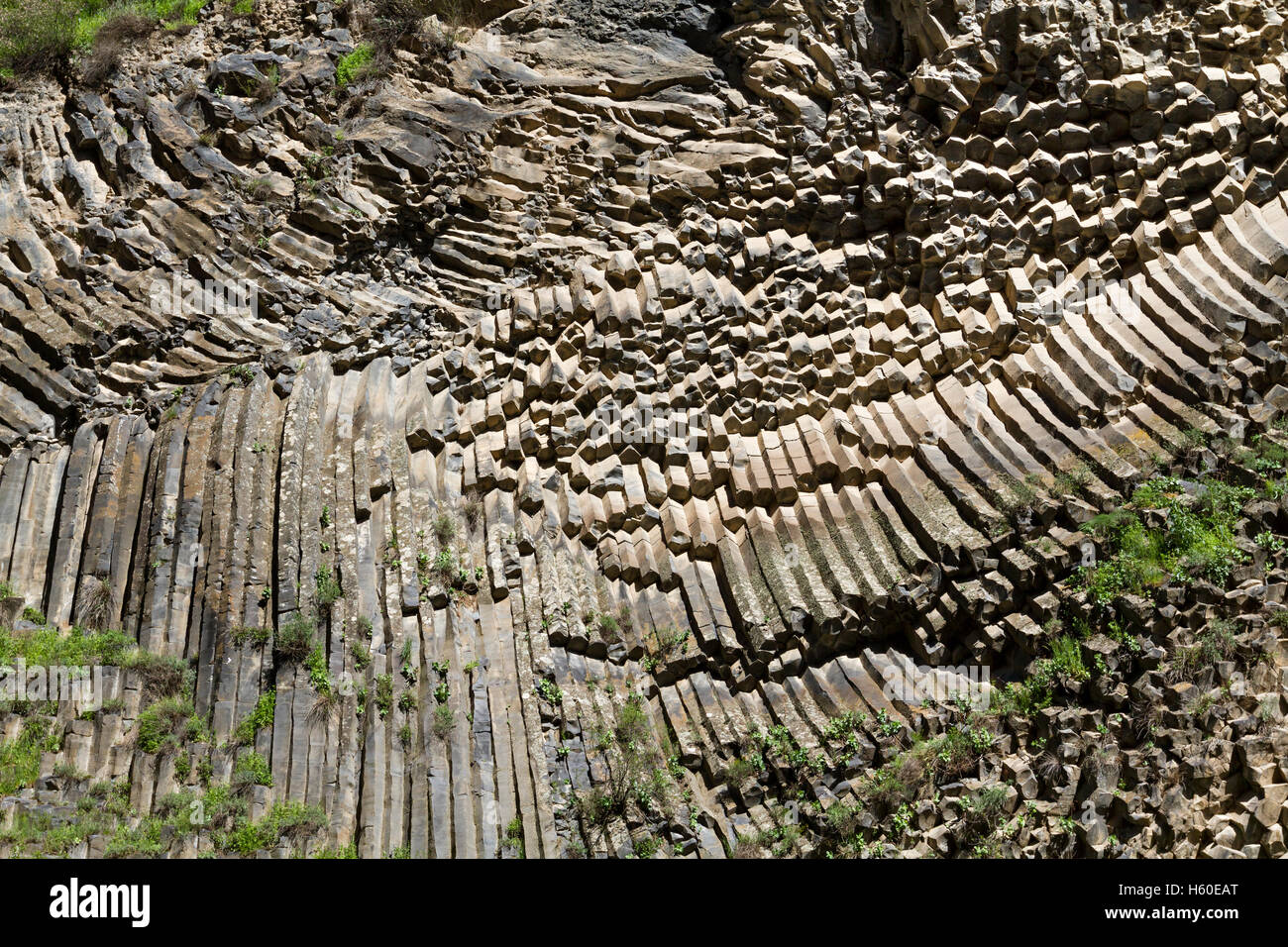 Formaciones de roca basáltica en Garni, Armenia. Foto de stock