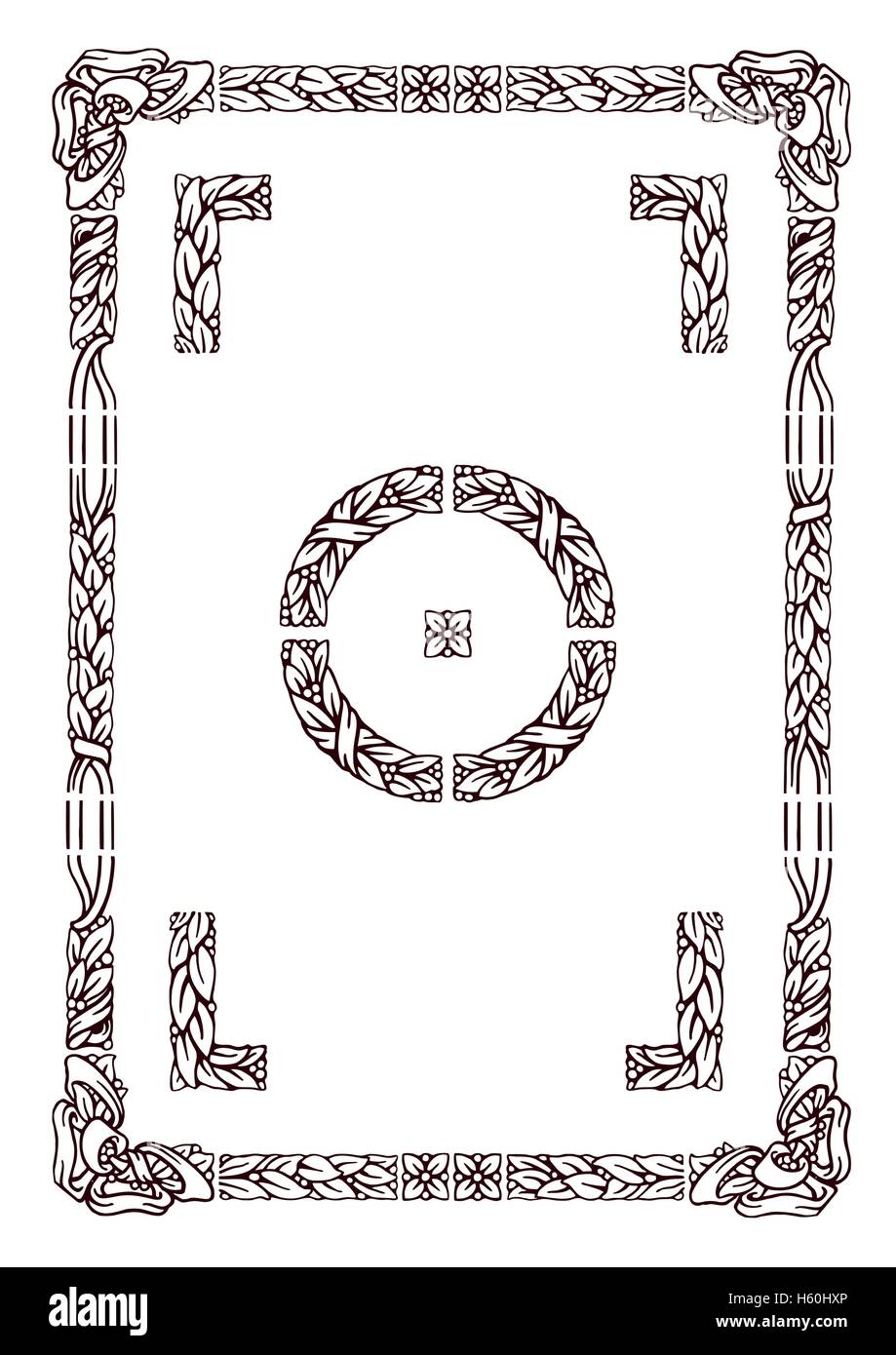 Tipografía antigua marco floral con elementos de borde y esquina solución alternativa Ilustración del Vector