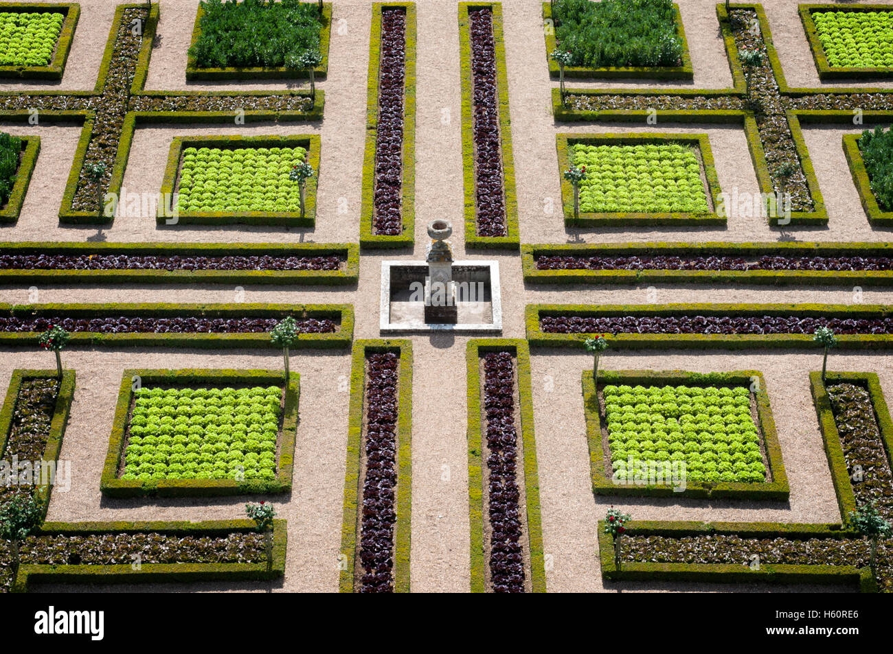 El castillo y los jardines de Villandry, Valle del Loira, Francia. El hermoso castillo y los jardines de Villandry, UNESCO World Herit Foto de stock