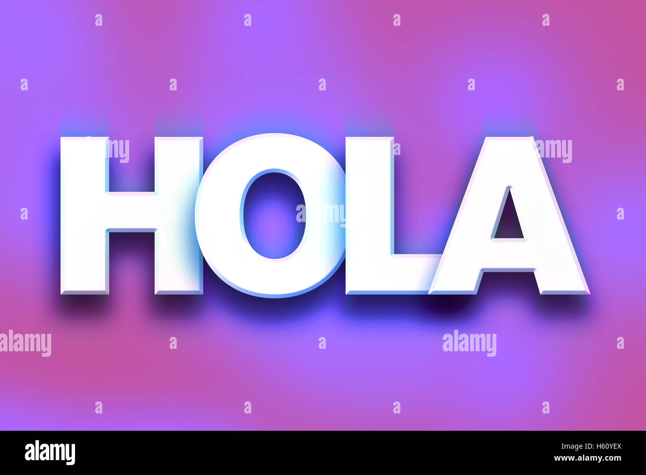 La palabra 'Hola' escrito en letras 3D blanco sobre un fondo de colores  concepto y tema Fotografía de stock - Alamy