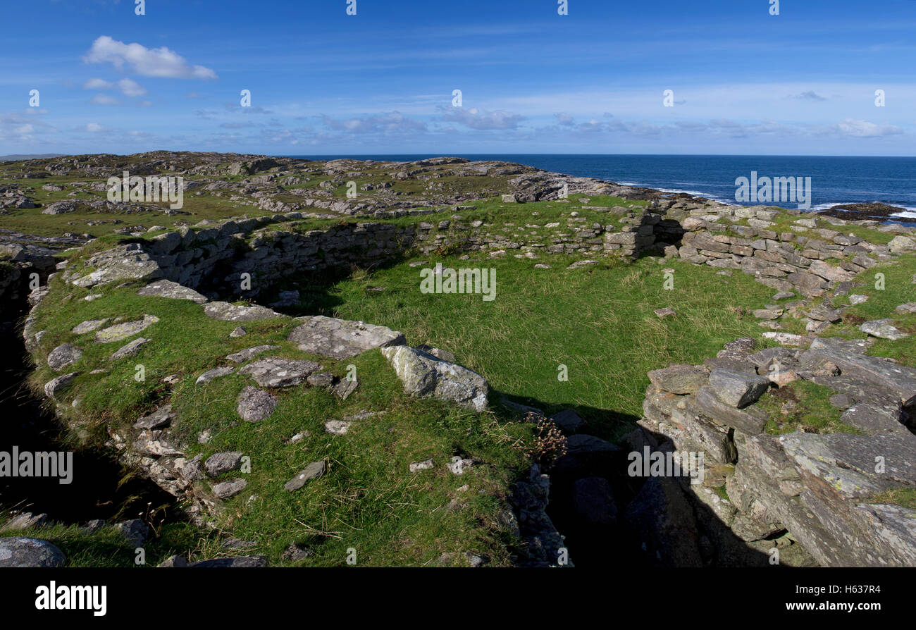 Dun Mor Vaul, Edad de Hierro Broch,Tiree, Inner Hebrides,Argyll and Bute,Escocia Foto de stock