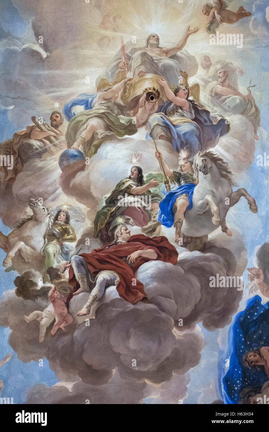 Florencia. Italia. La apoteosis de la dinastía Medici, 1685, fresco de Luca Giordano (1634-1705), el Palazzo Medici Riccardi. Foto de stock