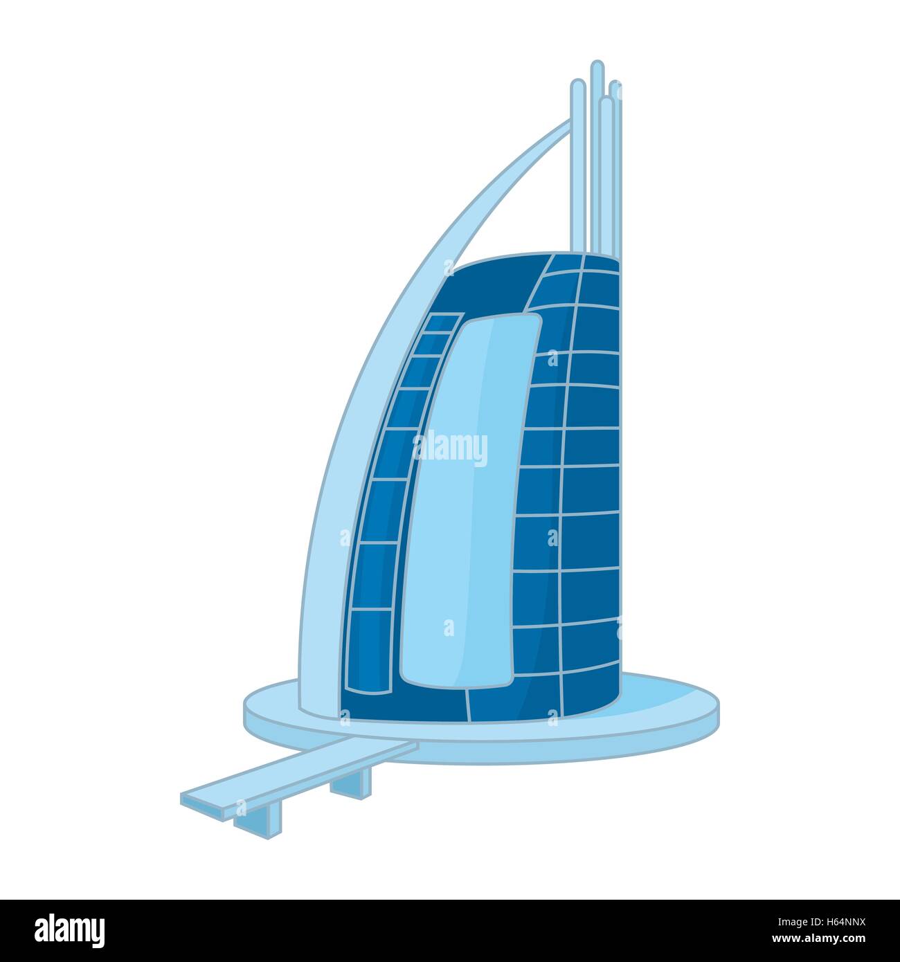 Hotel Burj Al Arab en los Emiratos Árabes Unidos, icono Ilustración del Vector