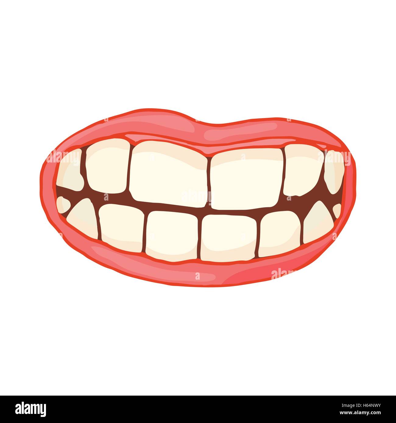 Boca con dientes sanos icono blanco, estilo de dibujos animados Imagen  Vector de stock - Alamy