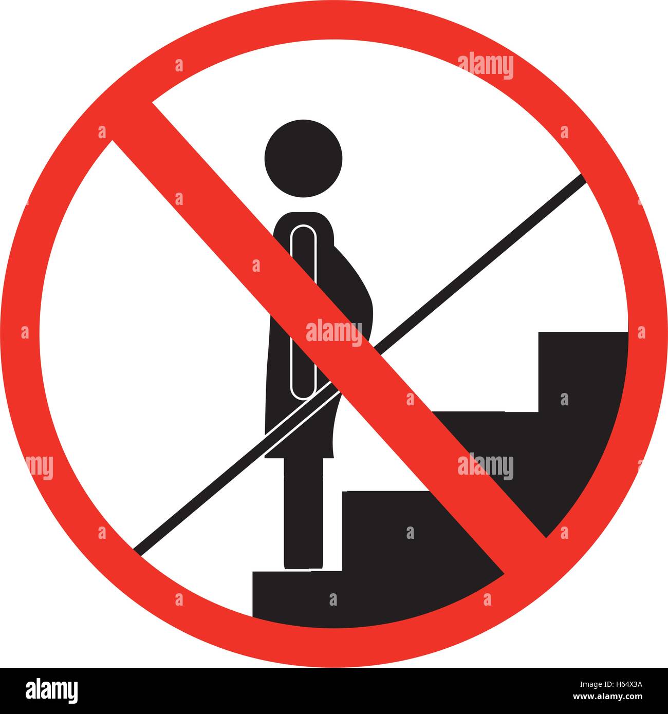 Se Al De Advertencia Prohibido Bajar Escaleras Imagen Vector De Stock