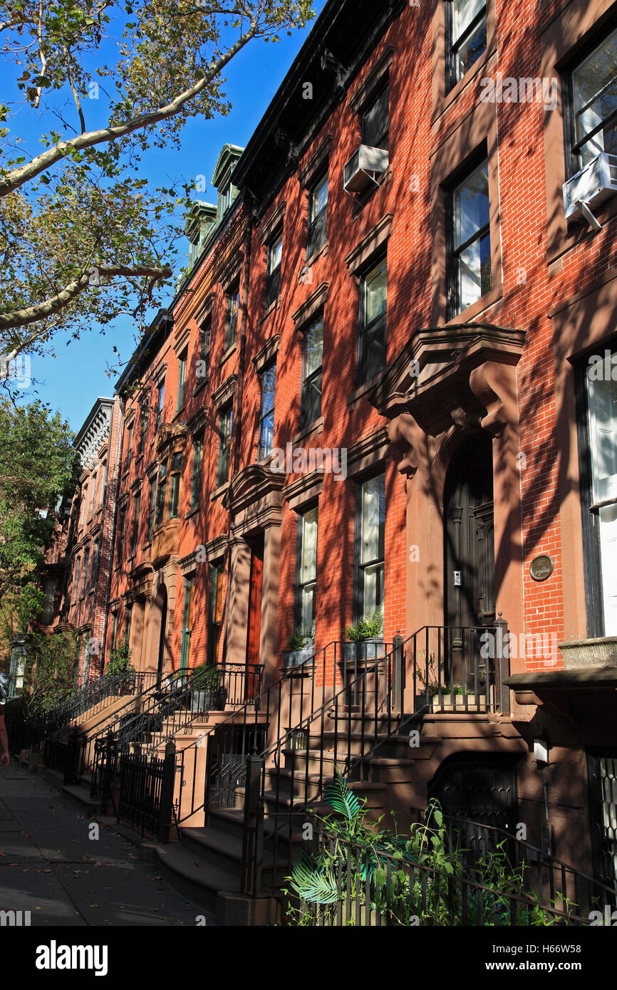 Casas típicas en Brooklyn, Brooklyn Heights, Nueva York, EE.UU