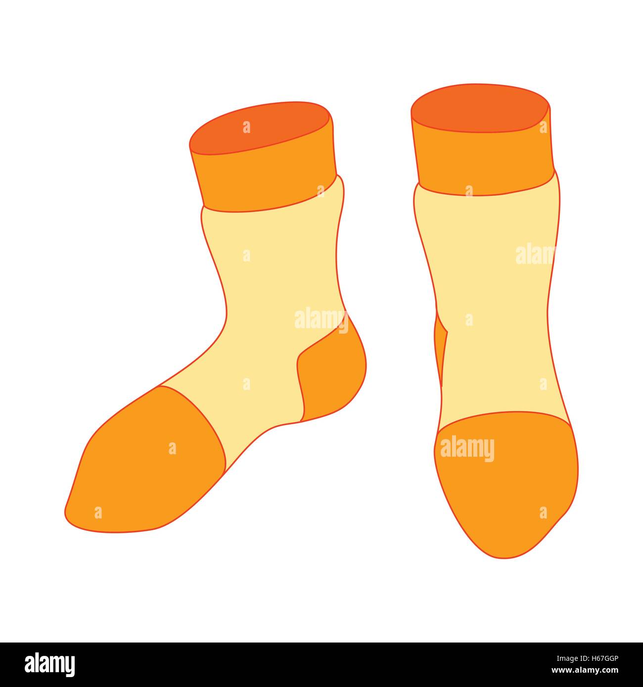 Par de calcetines amarillos, icono de estilo de dibujos animados Imagen  Vector de stock - Alamy