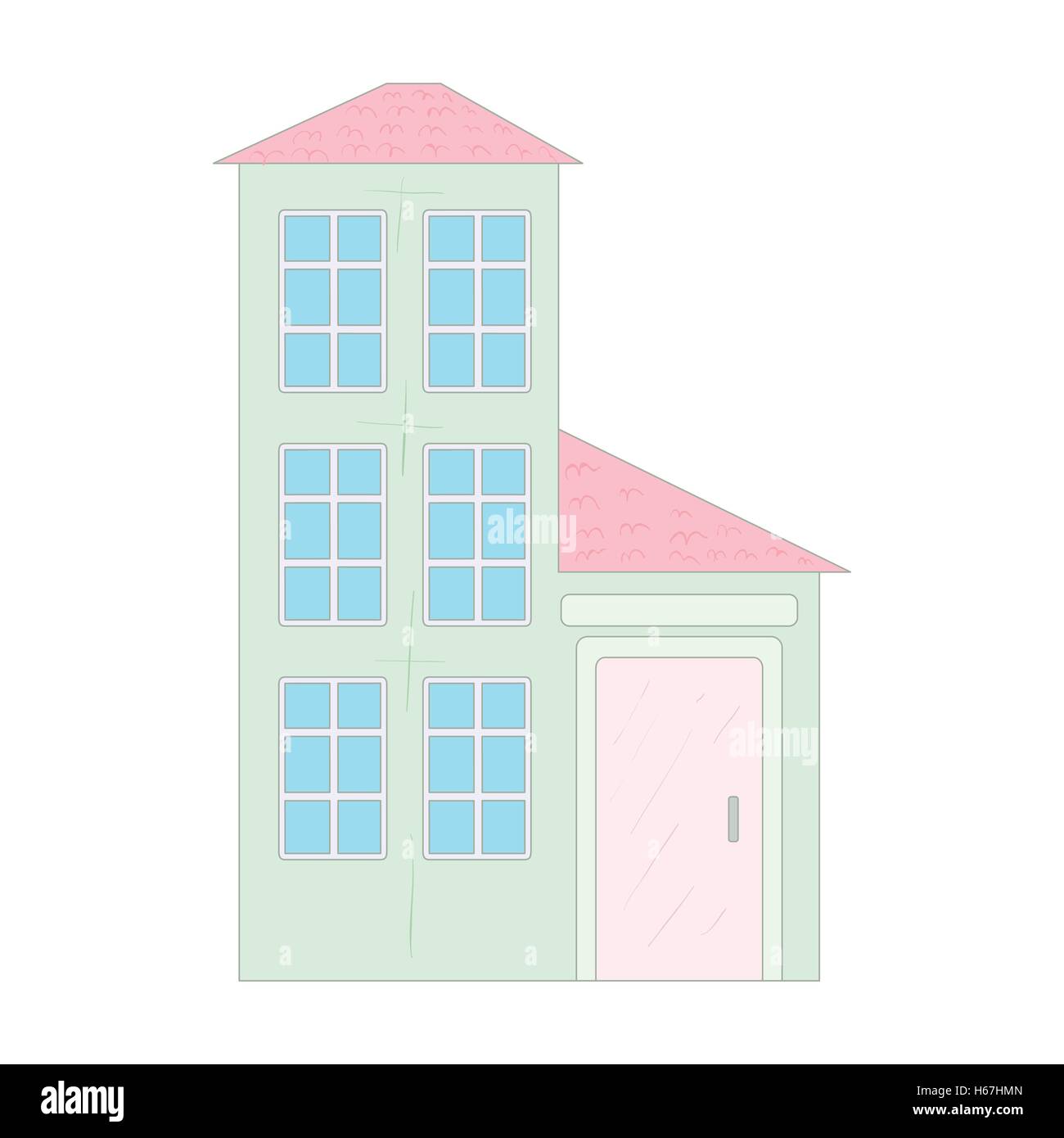 Icono de la casa de tres pisos, estilo de dibujos animados Imagen Vector de  stock - Alamy