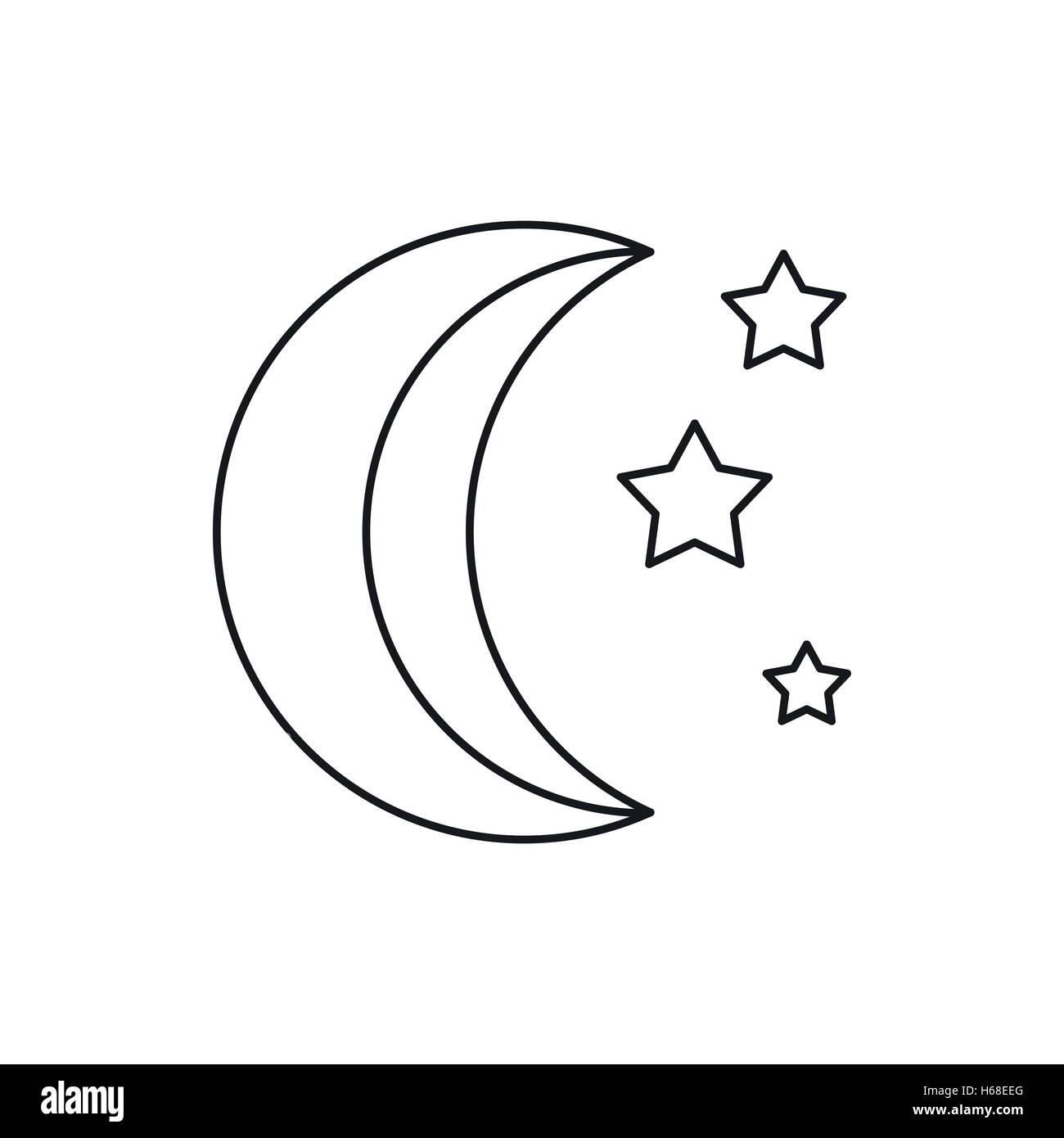 La Luna Y Las Estrellas El Icono De Estilo De Esquema Imagen Vector De Stock Alamy