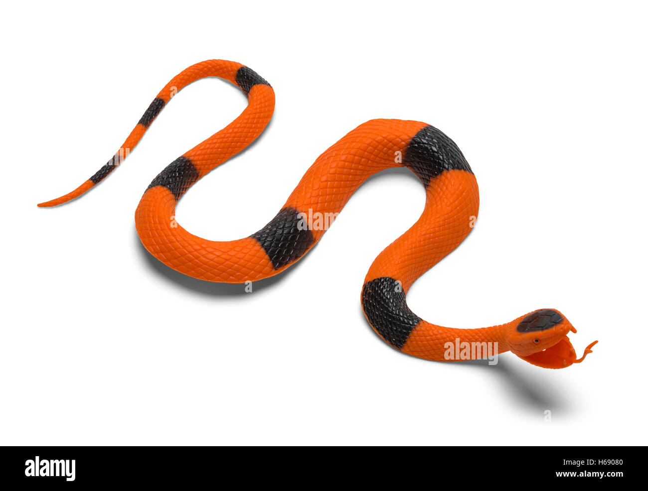 Juguete de goma Snake aislado sobre fondo blanco. Foto de stock