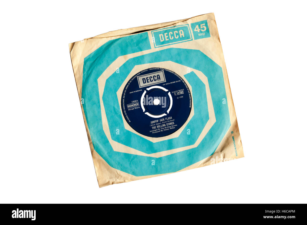 Jumpin' Jack Flash era una canción de los Rolling Stones, lanzado como single en 1968. Foto de stock
