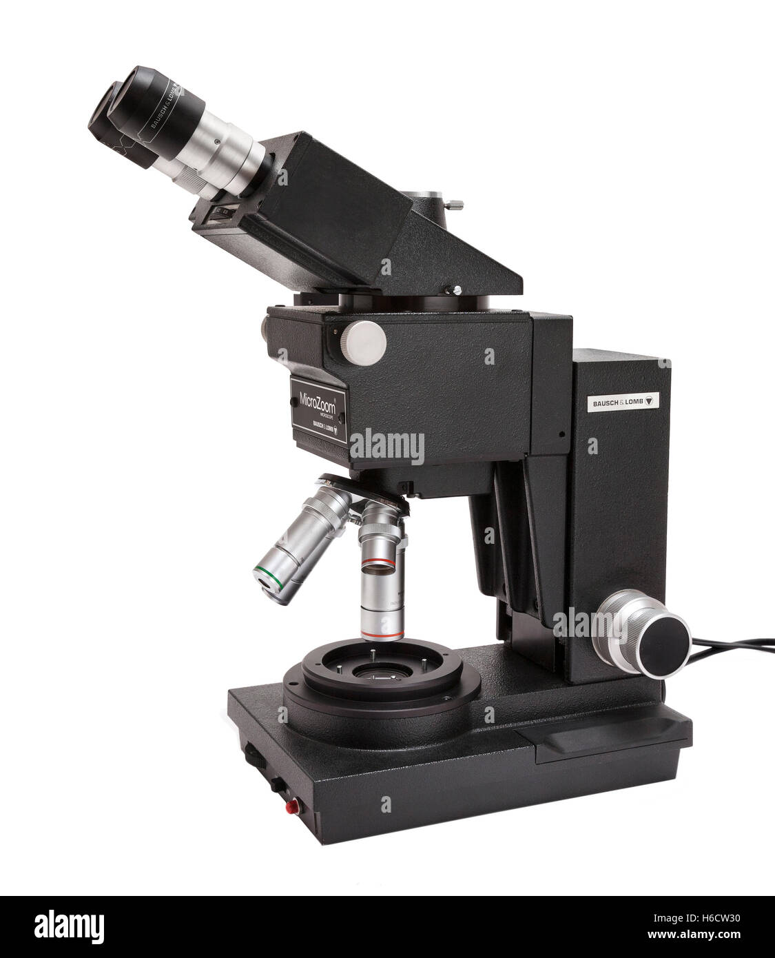 Bausch & Lomb Microzoom microscopio compuesto, utilizado ampliamente en la industria de semiconductores para inspección de obleas de silicio. Foto de stock