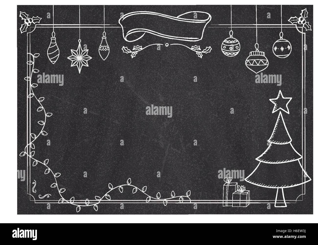 Cafe menú clásico pizarrón con fondo de dibujo de Navidad Imagen Vector de  stock - Alamy