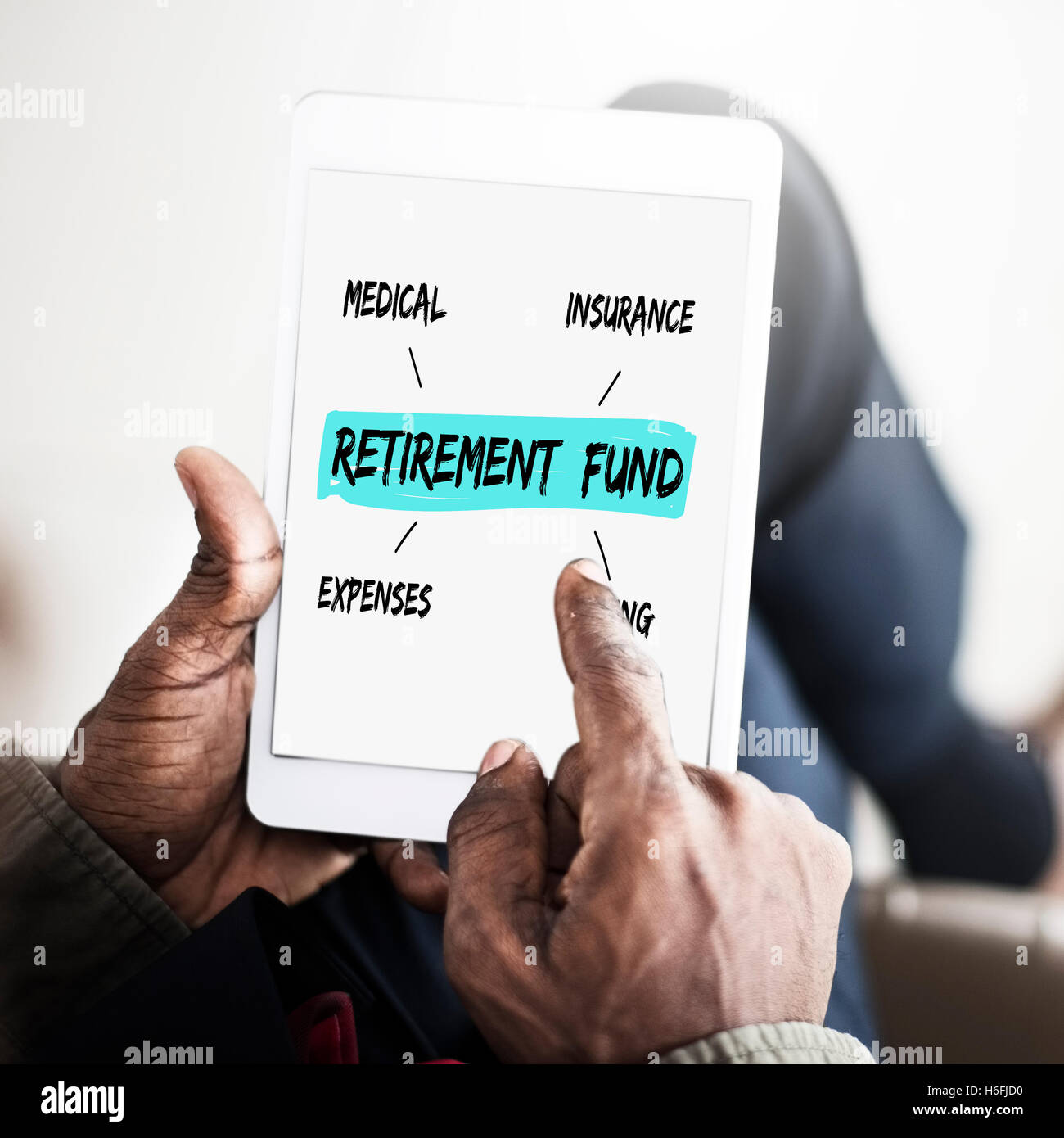 Concepto de diagrama de inversiones del fondo de jubilación Foto de stock