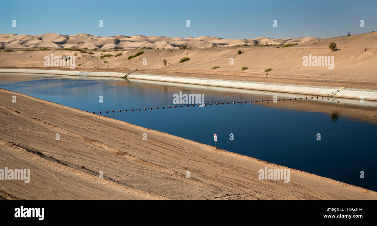 Cruce de Araz, California - El Canal Todo Americano se ejecuta a través de las dunas de Algodones, acarreando agua desde el río Colorado. Foto de stock