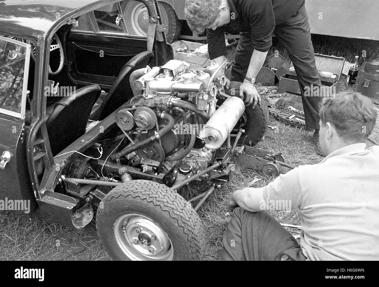 DS301 Motor de Lawrence se retira la cubierta trasera del motor Le Mans 1963 Foto de stock