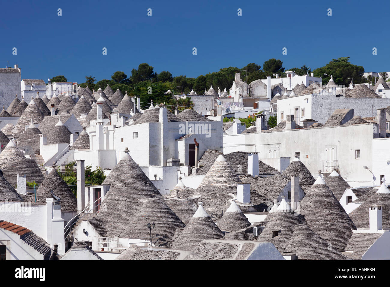 Trulli casas, distrito de Monti, Alberobello, Valle d&#39;Itria, Provincia de Bari, Puglia, Italia Foto de stock